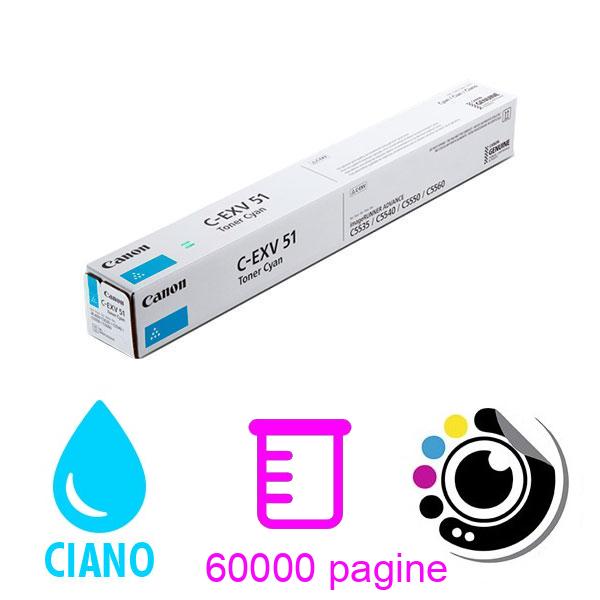 Toner Originale Canon C-EXV51 Ciano 0482C002