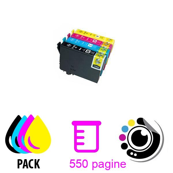 Confezione da 4 Cartucce di Inchiostro Compatibili Epson 502XL per Stampanti XP e WF