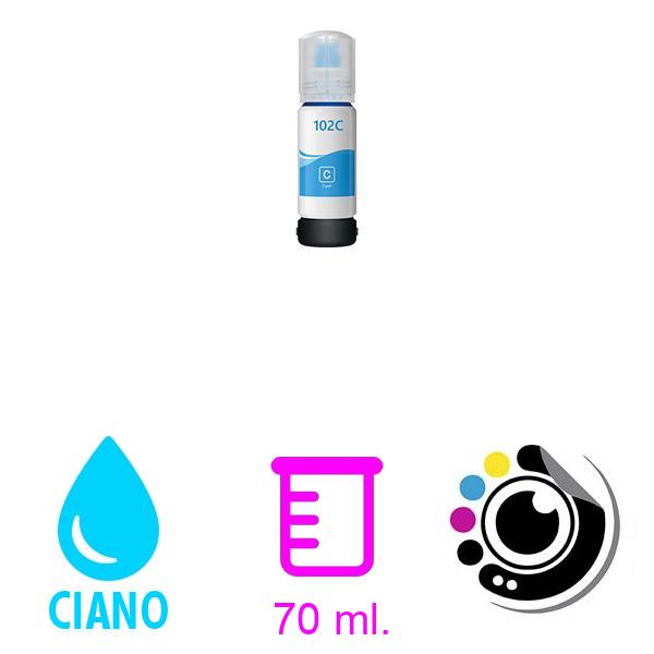Compatible botella Epson 102/103/104/107/T6641/T6731 Cyan C13T03R140