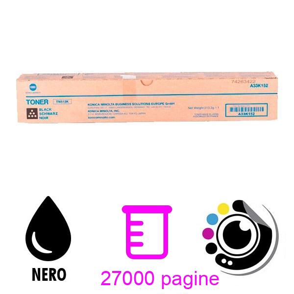 Toner Originale Konica Minolta Bizhub C454 / C554 Nero A33K152 / TN-512K / TN512
