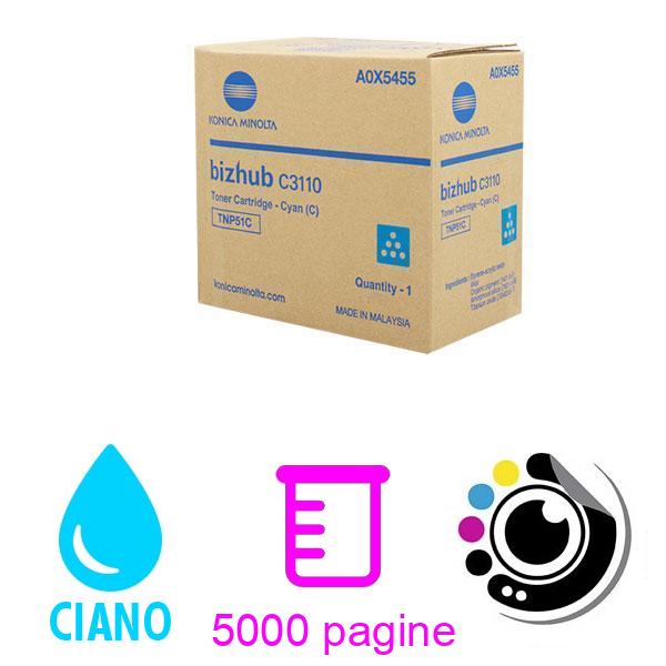 Toner Originale Konica Minolta Bizhub C3110 Ciano TNP51 C / A0X5455