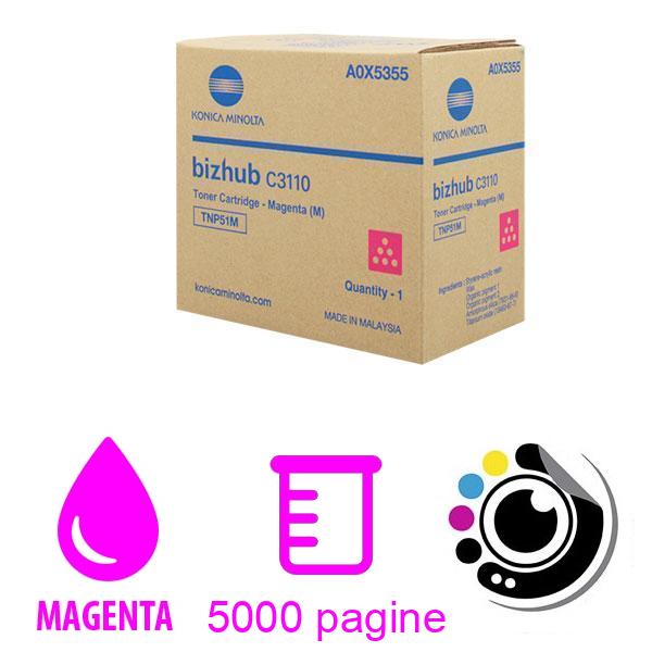Toner Originale Konica Minolta Bizhub C3110 Magenta TNP51 M / A0X5355