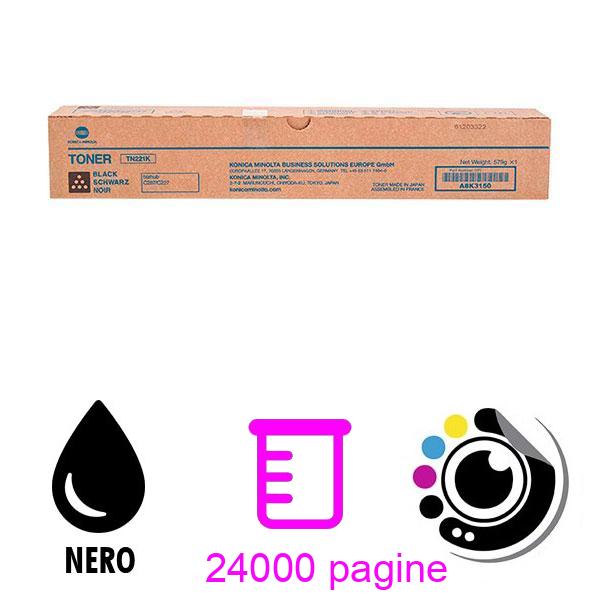 Toner Originale Konica Minolta Bizhub C227 / C267 / C287 Nero TN-221K / A8K3150 / TN221