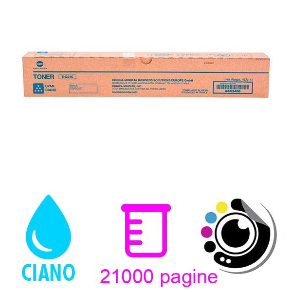 Toner Originale Konica Minolta Bizhub C227 / C267 / C287 Ciano TN-221C / A8K3450 / TN221
