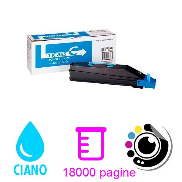 Toner compatibile Kyocera TK855 Ciano 1T02H7CEU0 TK-855