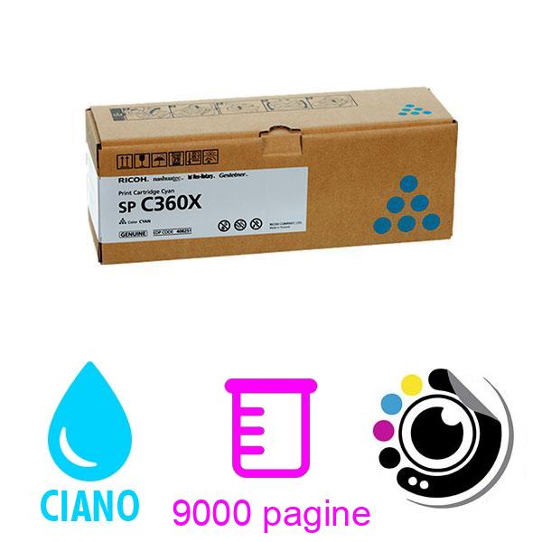 Toner Originale Ricoh SP-C360X Ciano 408251